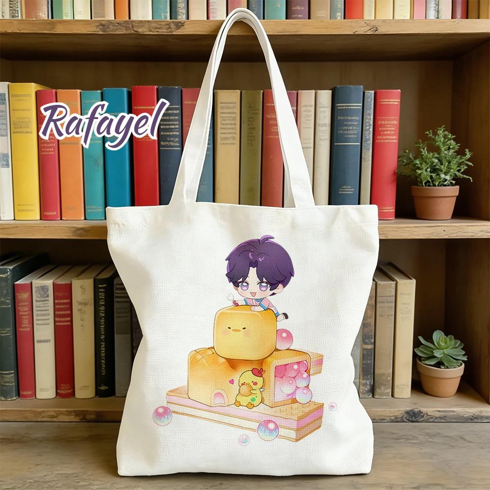 Love and Deepspace Cartoon Character Dessert Canvas Bag Sylus Rafayel Zayne Xavier 35x40CM Fans Daily Single Shoulder Bag Gift