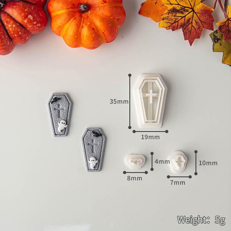Halloween Series Cartoon Elements Soft Pottery Polymer Clay Cutter Mold Pumpkin Skull Shape DIY Earring Pendant Crafting Tools