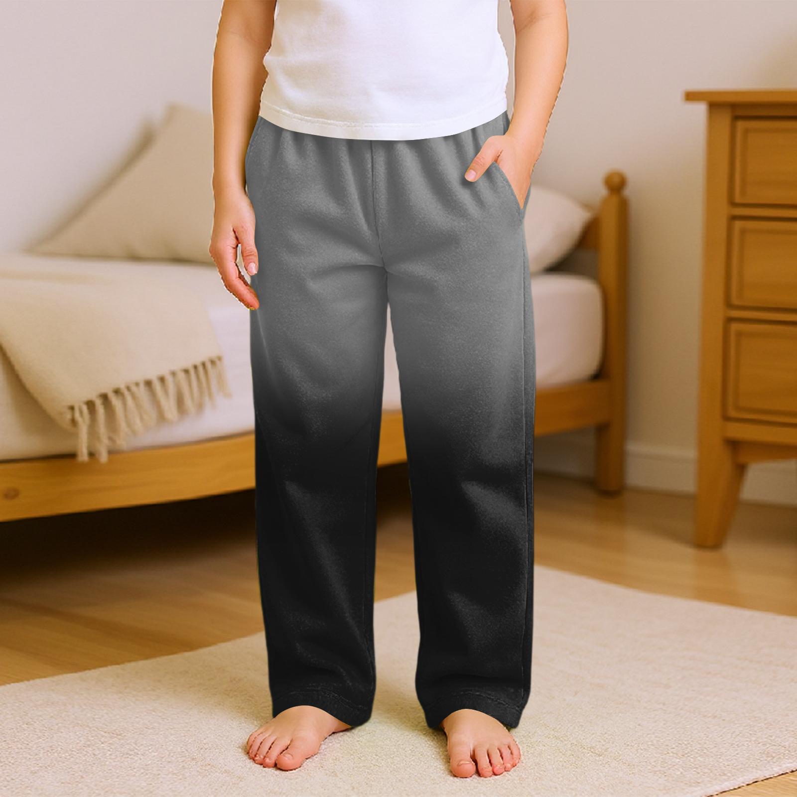

Fashionable Children s Versatile Gradient Print Pocket Casual Pants 100 чорний