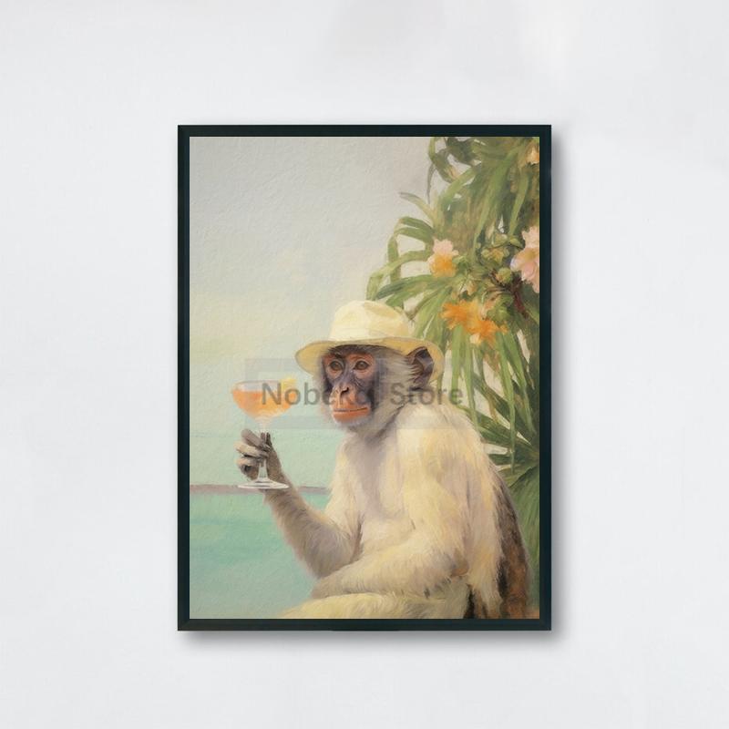 Vintage Animal Cocktail Poster Trendy Antique Prints Canvas Painting Funny Kitchen Wall Art Home Room Retro Bar Cart Decoration