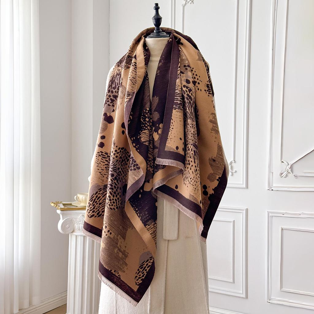 Luxury Winter Women's Imitation Cashmere Shawl Thick Warm Jacquard Scarf High Quality Two-Sided Pashmina Wrap for Ladies Brand