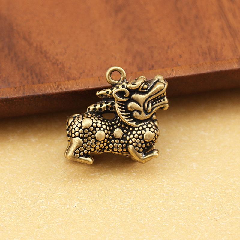 1PC Chinese Beast Dragon Statue Bronze Figurine Ornaments Antique Copper Mythical Animal Miniature Home Decor Crafts Collection