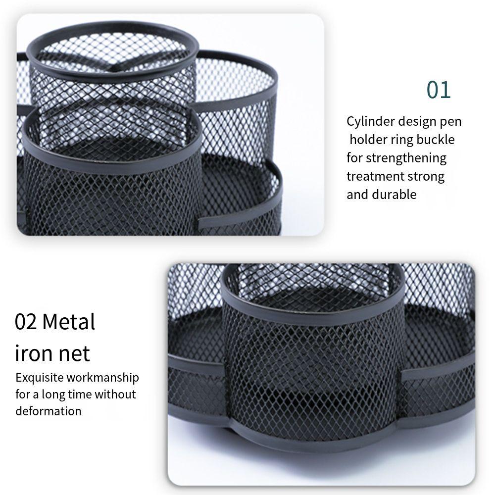 360 Rotatable Metal Mesh Pen Holder Multifunctional Stationery Organizer Makeup Brush