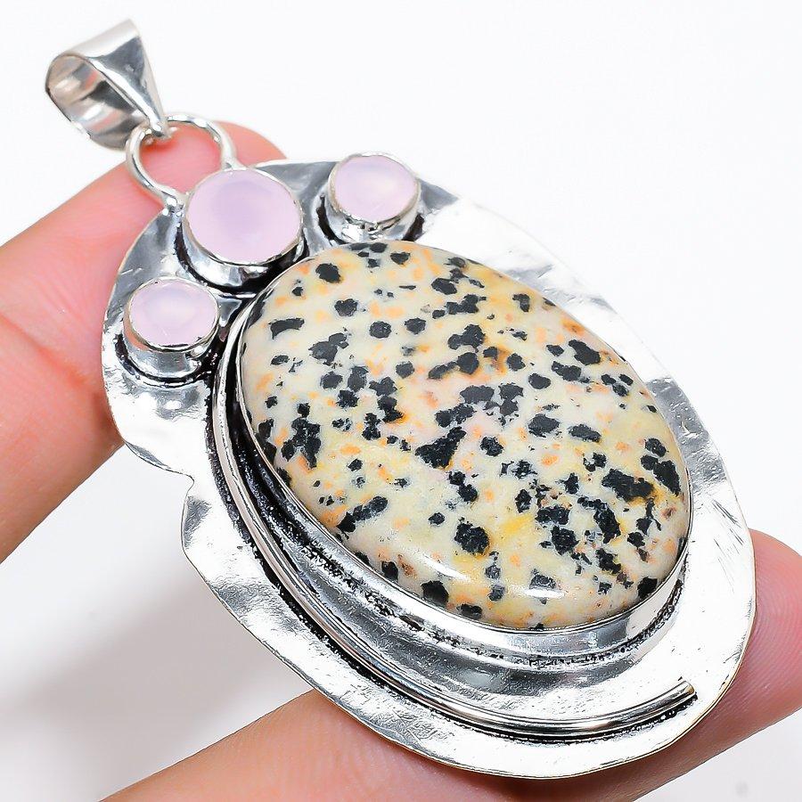 

Dalmation Jasper, Chalcedony Gemstone Handmade Jewelry Pendant 2.76 SR-4069