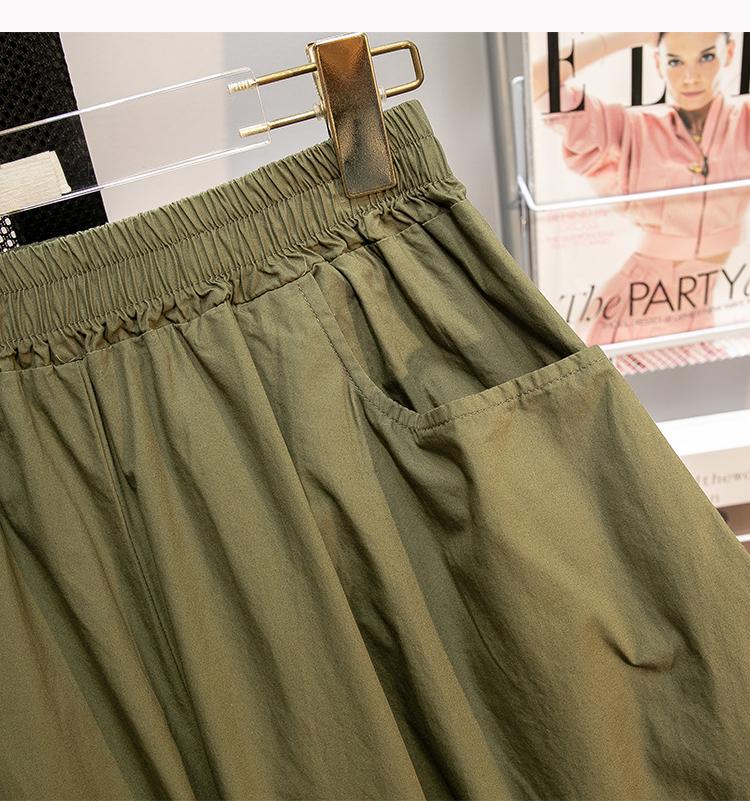 Bequeme Shorts Damen Sommer Neu Grün Elastisch Hohe Taille Locker Weiter Bein Knöchellang Hosen Übergroß