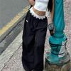 Wide Leg Pants New Arrival Lace Lace Contrast Color Waist Head Cargo Pants Thin Wide Leg Mop Sun Protective Pants