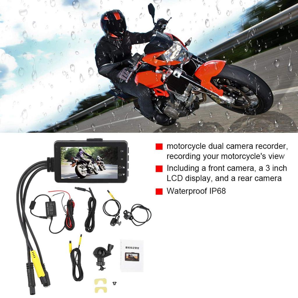 Motorcycle Drive Recorder, Driving Recorder, Dash Cam Reverse Camera, Loop Recording, ABS Material, Durable,