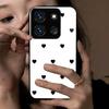 Black Heart Pattern Phone Case for Infinix SMART 7 PLUS HD 4G Acrylic Back TPU Bumper Shockproof Protective Cover, Minimalist Korean Style