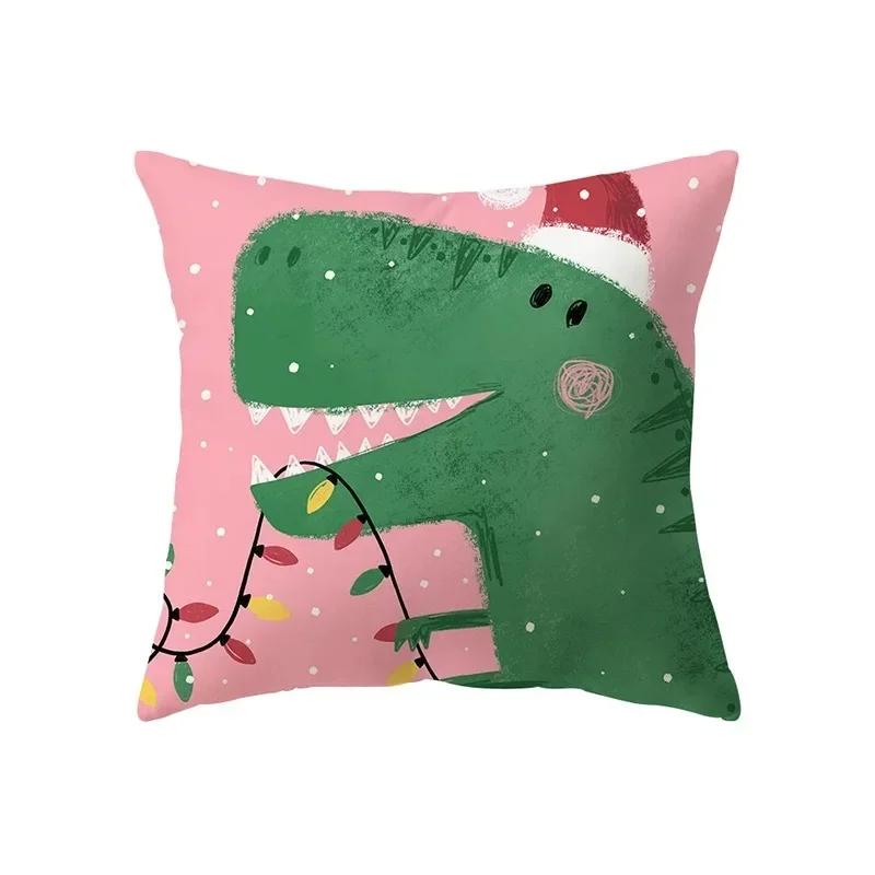 Merry Christmas Santa Claus Elk Print Pattern Cushion Cover Home Decoration Living Room Sofa Square Pillow Cover