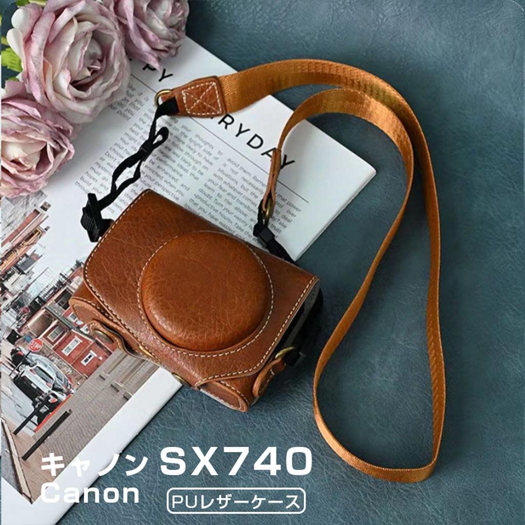 BEADY Camera Case for Canon PowerShot SX720 SX730 and SX740 PU Leather Protective Cover with Shoulder Brown HS, HS, HS, Strap,