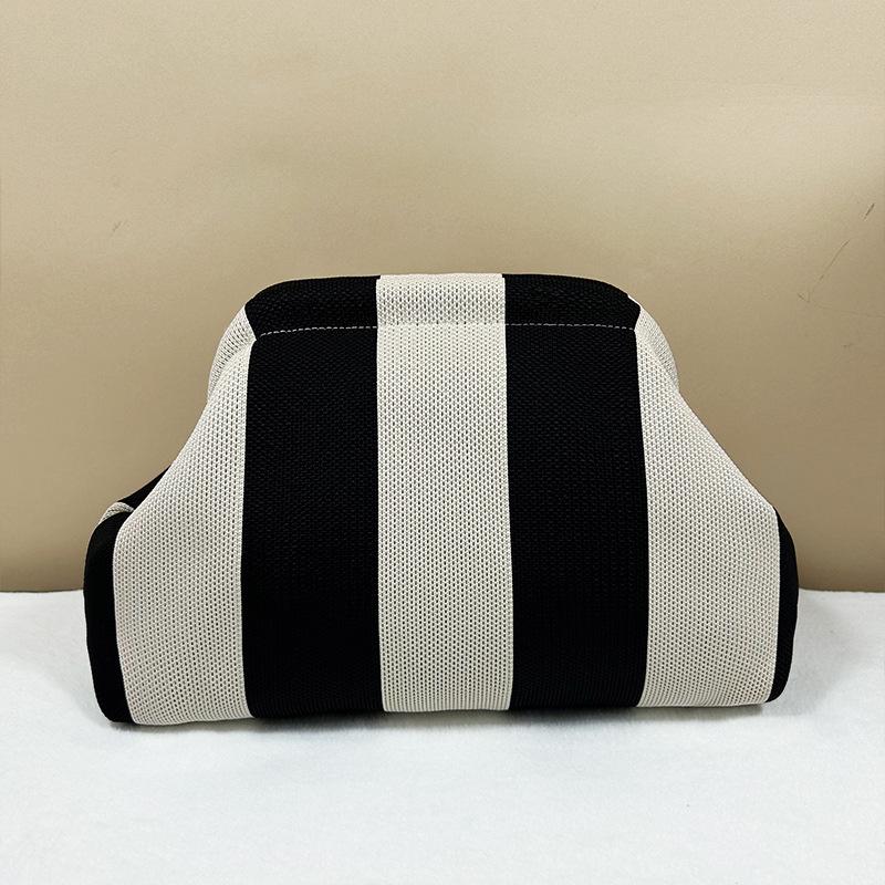 Pochette a Maglia Rigata - Borsa da Giorno Capiente per Trucco e Oggetti Essenziali