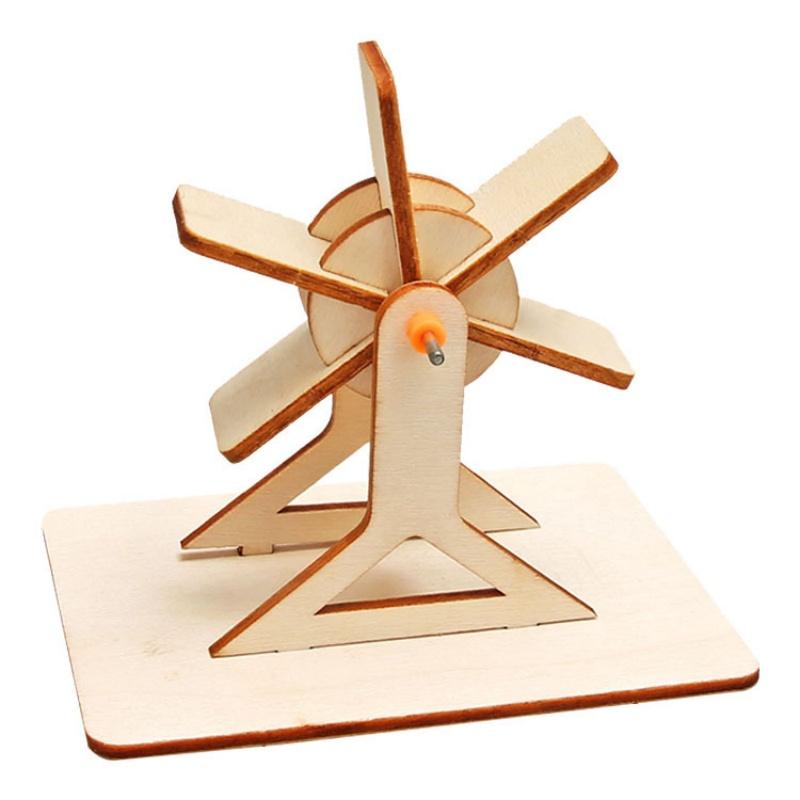 DIY Wooden Water Wheel Toy for Kids Creative Science Experiment Puzzle Educational Homemade Physics Toy