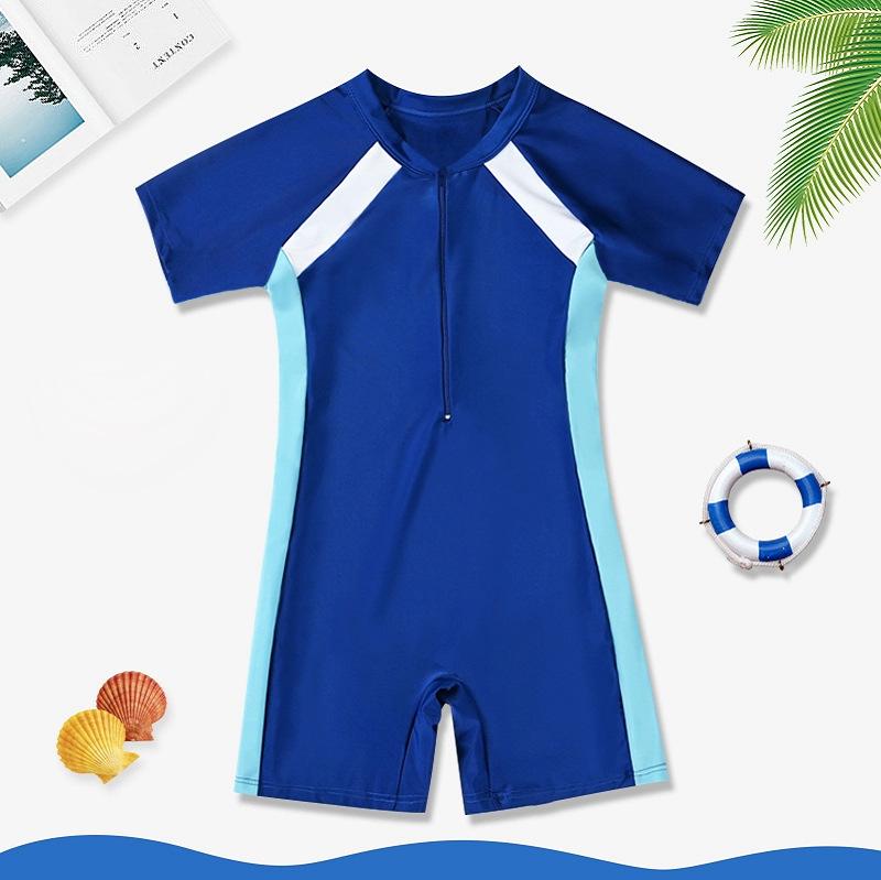 Unisex Kids' Quick-Dry Sun Protection One-Piece Swimsuit for Training & Sports