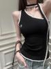 2025 Women's Black Slim Off-Shoulder Sleeveless Vest - Summer Fashion