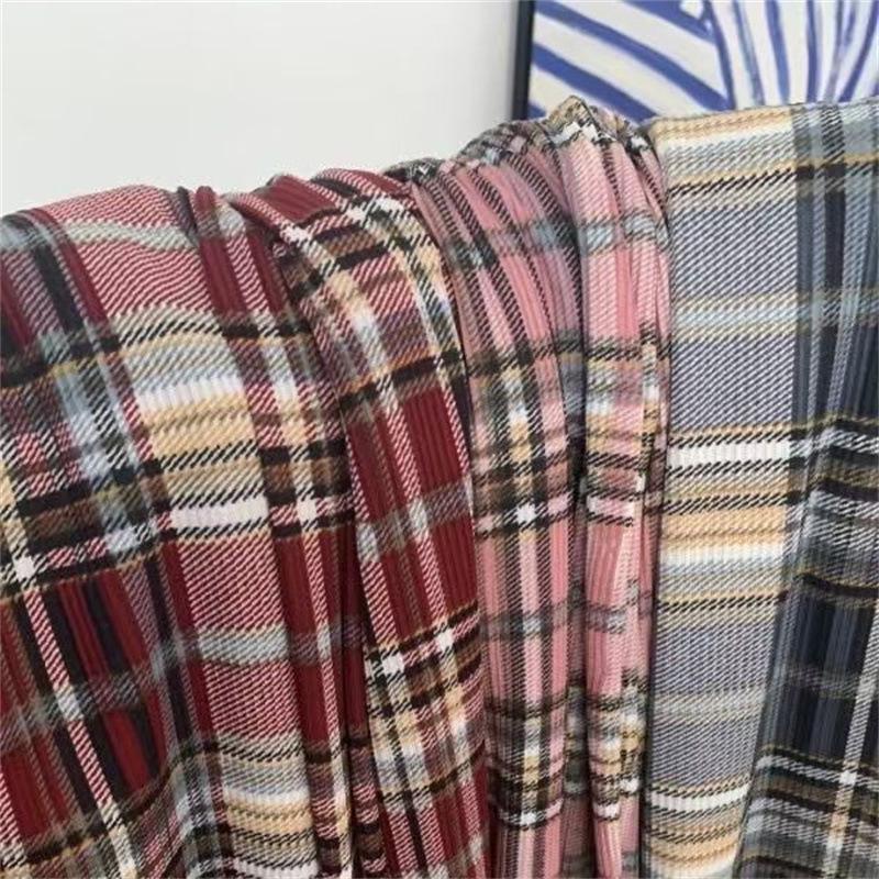 Plus Size High Waist Plaid Wide-Leg Ice Silk Pants for Women