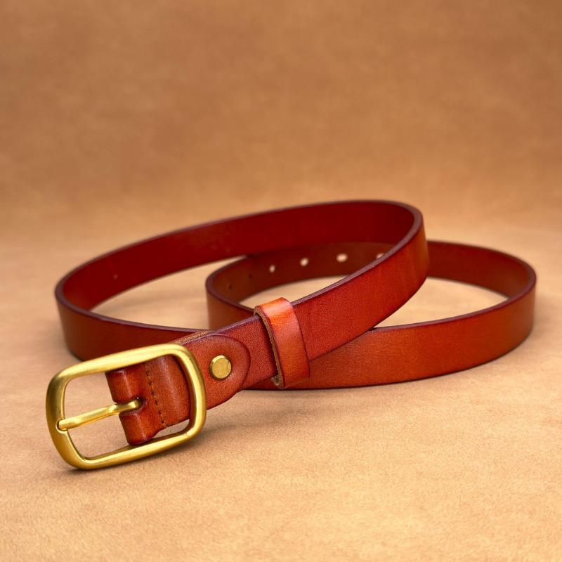 Women's Antique Cowhide Belt Copper Buckle Women's Casual Versatile Premium Retro Leather Belt