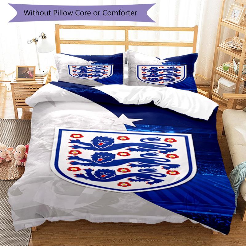Set Copripiumino con Stampa Stemma Calcio Inghilterra – include 1 copripiumino e 2 federe coordinate Arredo Camera da Letto Regali di Natale
