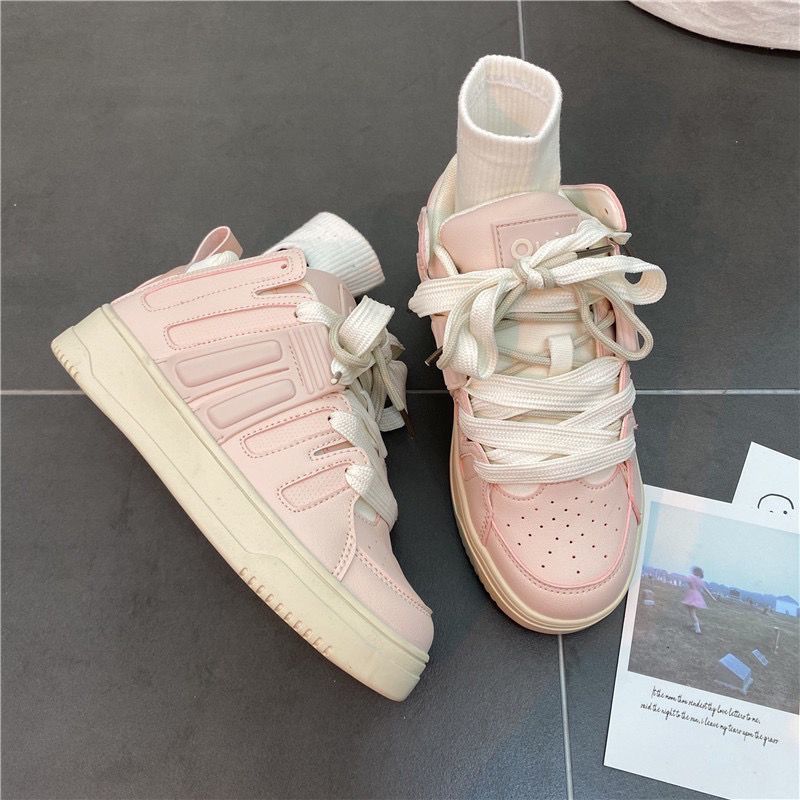 

ins style niche leisure sports little white shoes women s college chic Hong Kong flavor versatile pink bread shoes tide board shoes 35