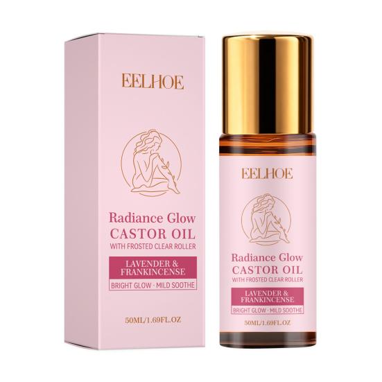 Organic Castor Oil Roller 50ml Natural Moisturizing Beauty Oil for Face Hair Eyebrows & Lashes Non-Greasy Fast-Absorbing Nourishing Oil for Daily Care 50ML