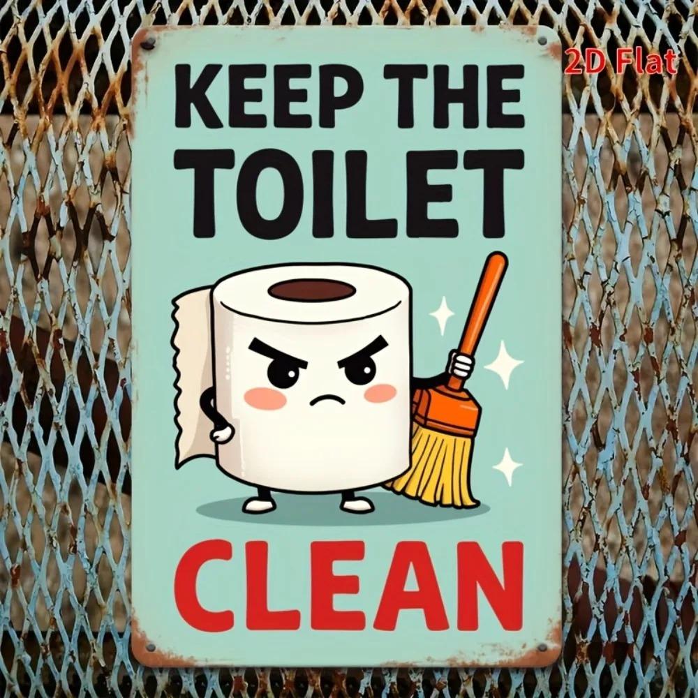 Retro Tin Sign Keep The Toilet Clean 20x30 Inch Funny Wall Art Indoor Outdoor Home Decor