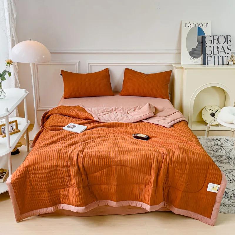 Soybean Fiber Seersucker All Cotton Washed Cotton Summer Quilt Four-Piece Set