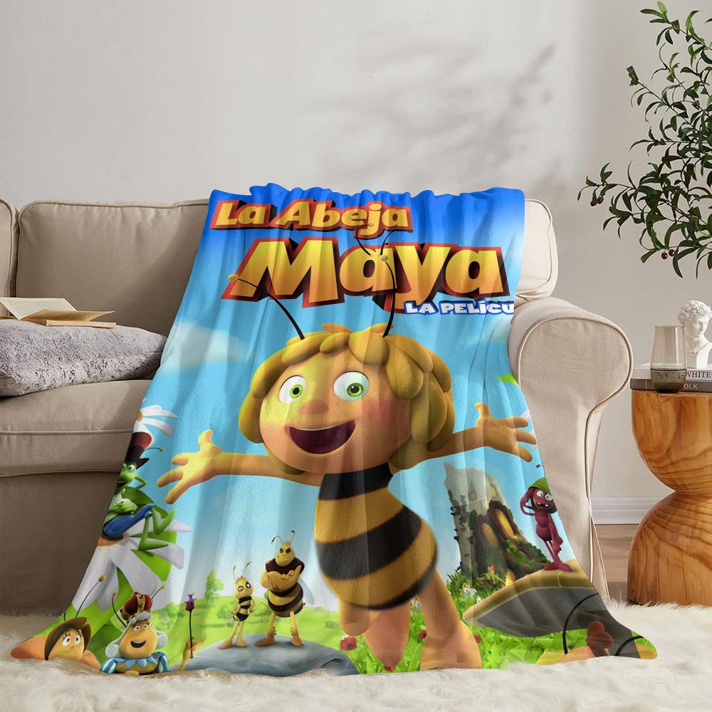 RIPMMaya The Bee With Flowers Throw Soft Flannel Throw Summer Blanket Lightweight Cozy Nap Blanket for Sofa Bed TravelR-I-P