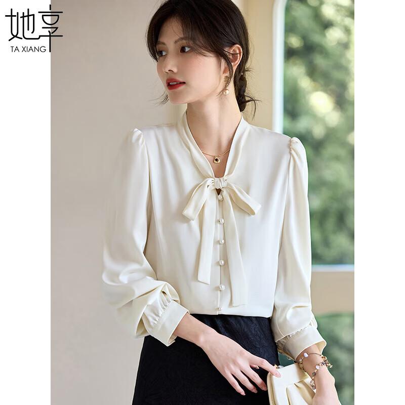 Women s Long Sleeve Bow Tie Blouse L