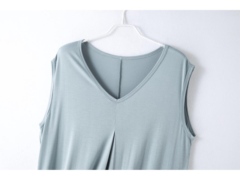 Women's Plus Size Sleeveless Long Solid Color Dress for Spring and Summer - Perfect for Home and Outer Wear