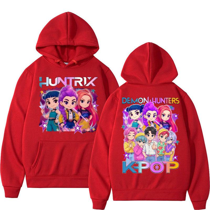 KPop Huntrix Anime Demon Hunters Hoodies Fashion Popular Aesthetic Sweatshirts Men Women Loose Fleece Casual Vintage Tracksuit