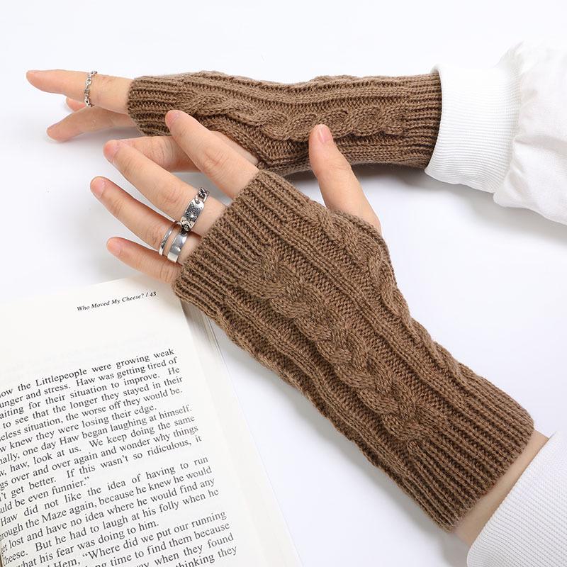 

Мужские и женские шерстяные перчатки без пальцев в корейском стиле - модные короткие перчатки осень/зима One Size хаки