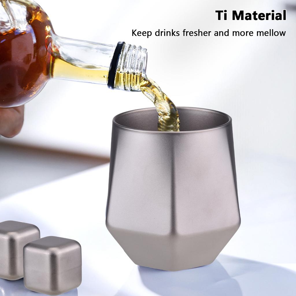 Outdoor Camping 240ml Double Wall Ti Cup Insulated Ti Mug with Ti Ice Cubes