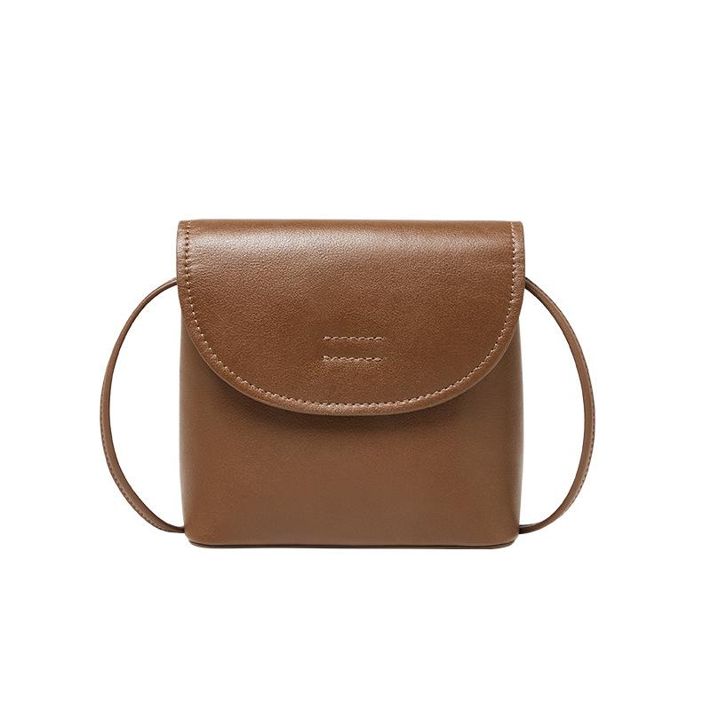 Fashion Crossbody Small Bag 2025 New Textured Shoulder Bag Vegetable Tanned Leather Bucket Bag Women Versatile Stylish Small Square Bag