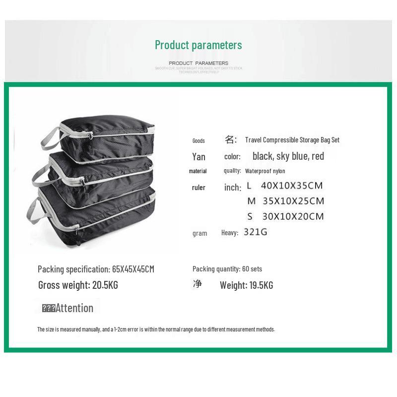 Wasserdichtes Reise-Kompressionsbeutel-Set mit großer Kapazität - 3-teiliger Kleider-Organizer