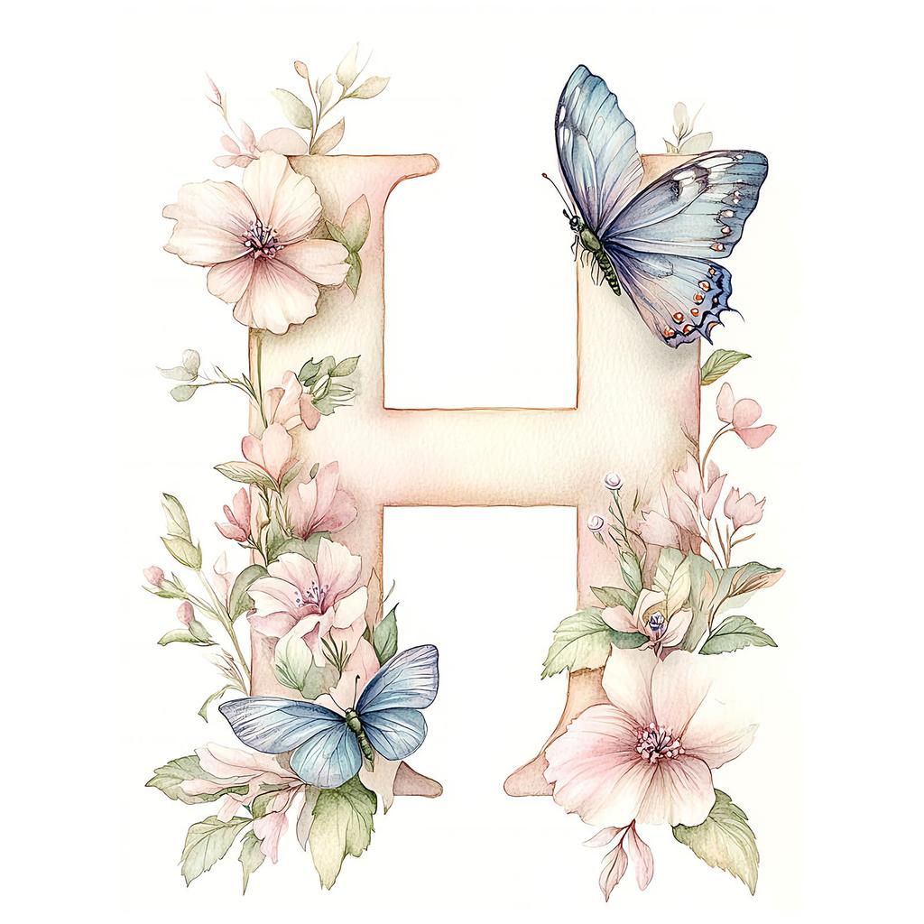 H Jak Harmonia - Plakat Kwiatowy Dla Dzieci H Jak Harmonia - Plakat Kwiatowy Dla Dzieci, 50X70 Cm, Rama Drewniana Ciemny Brąz, Papier Matowy 230 Gsm