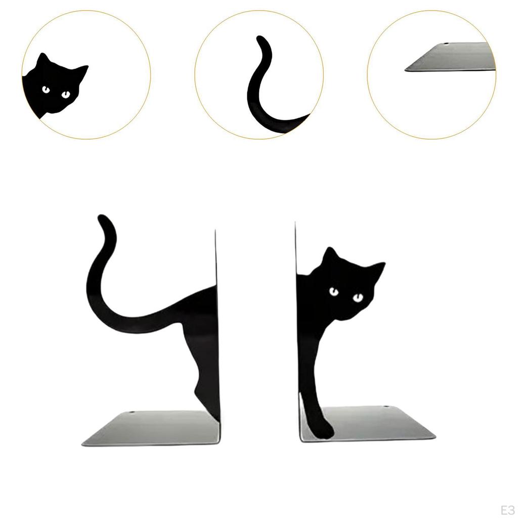 Katzen Buchstützen Deko Schwarz Skulptur Buchorganisator Tier Ornament Stütze für Wohnzimmer Schreibtisch