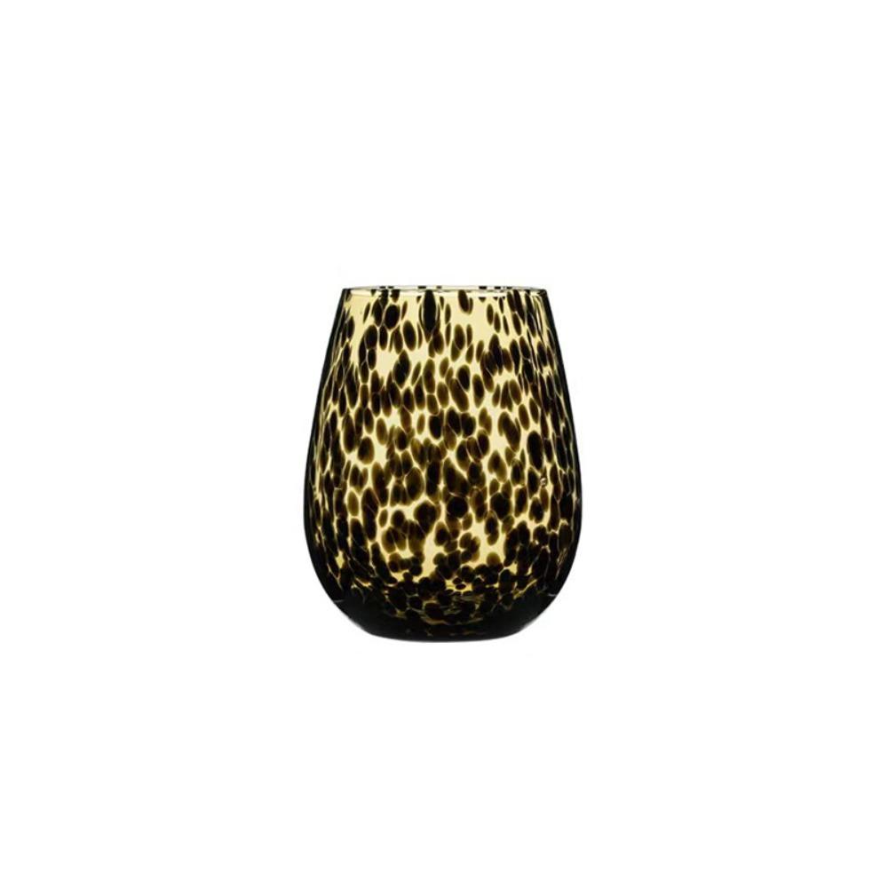 Vintage Amber Leopard Goblet Art Style Water Cup Creative Drink Cup Party Style C