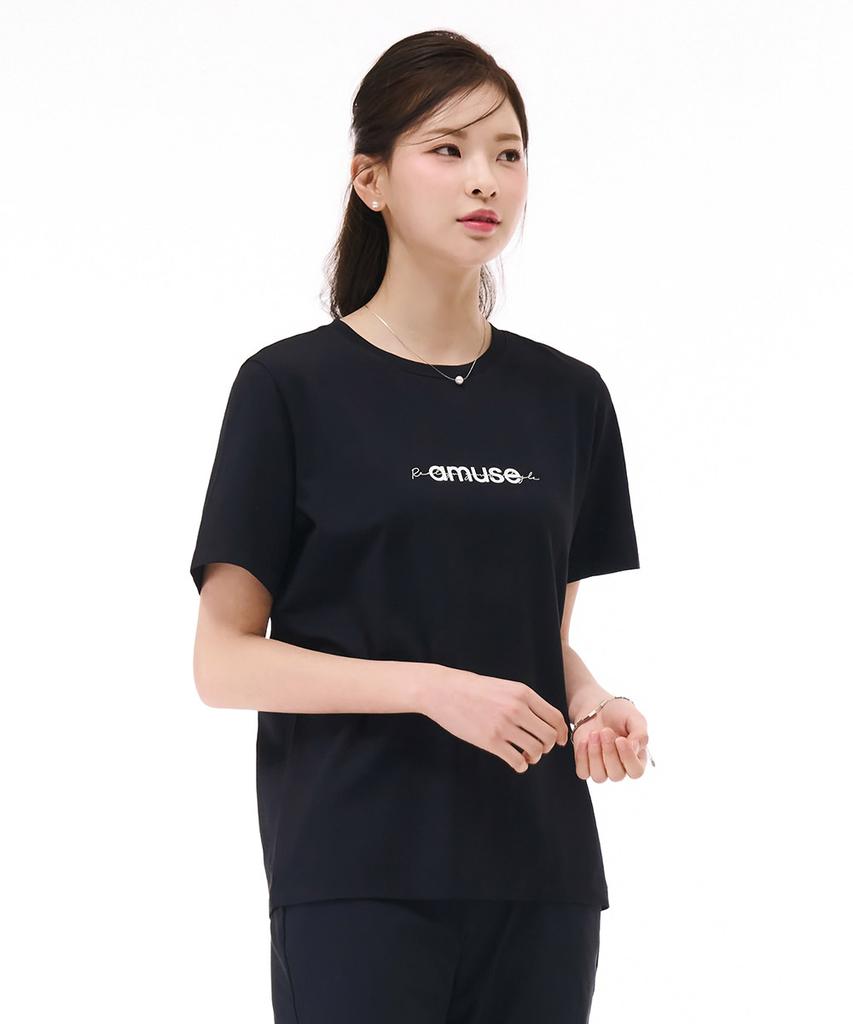CHASECULT Women'S Essential Lettering Short Sleeve T-Shirt - Black