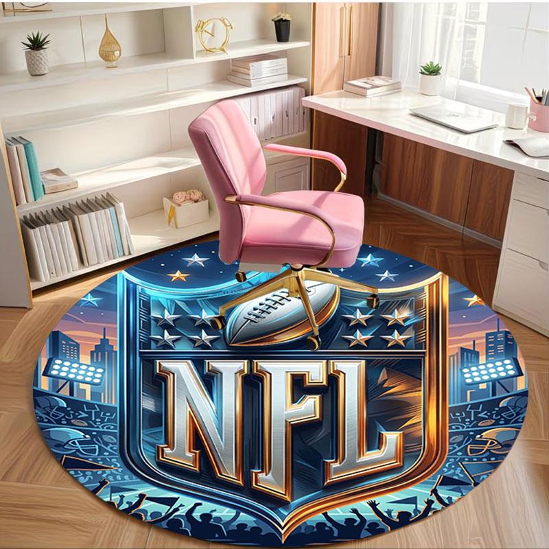 NFL Print Runder Teppich, Waschbarer Bodenläufer, Für Eingangsbereich Studentenwohnheim Waschküche Büro Arbeitszimmer, Heimdekoration Geburtstags-Weihnachtsgeschenk