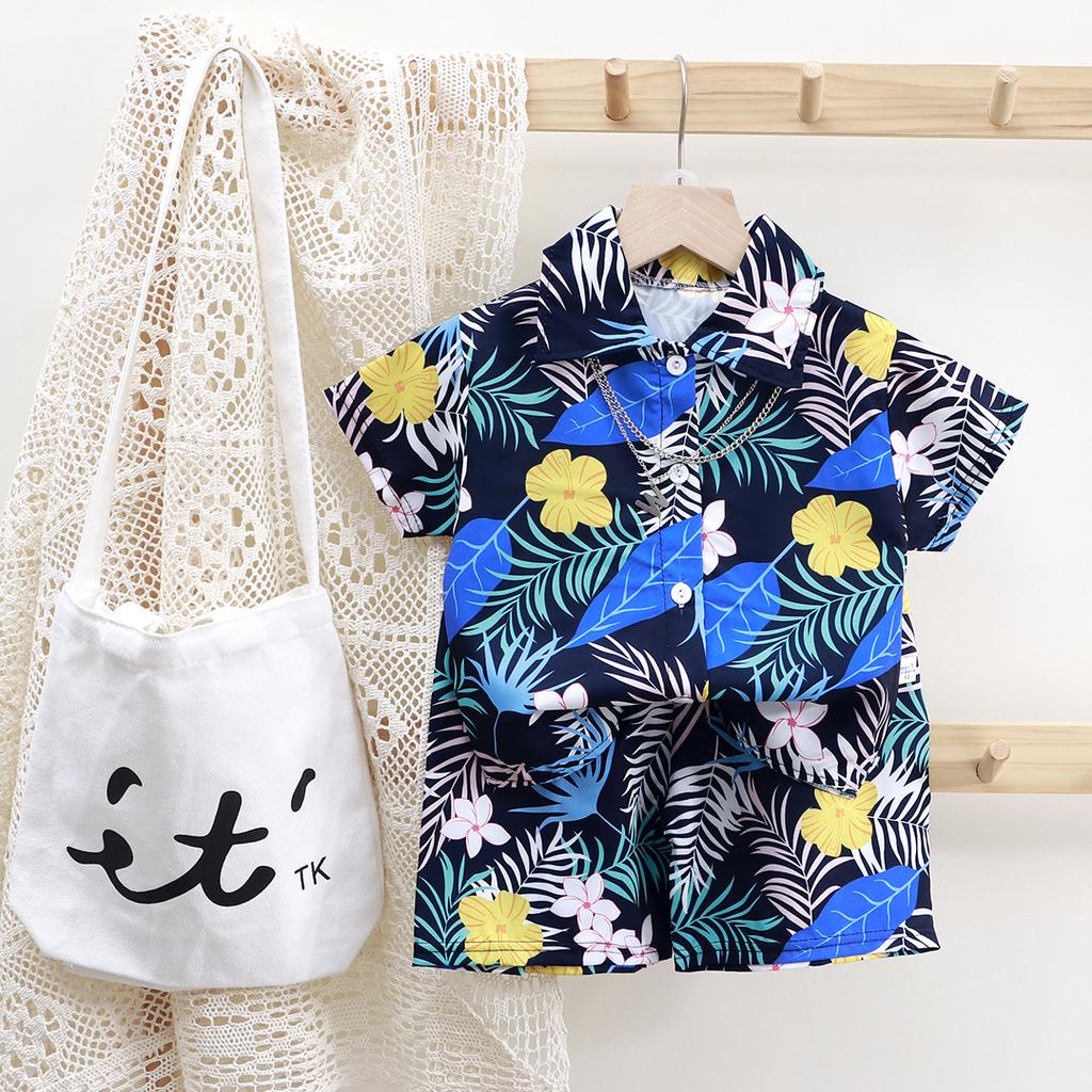 Children's Summer Suit Boys' Summer Suit Baby's Short Sleeved Shorts T-shirt Loose Shirt Trendy Children's Clothing