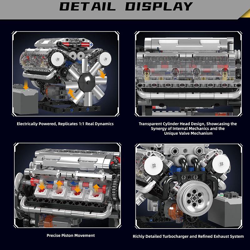 Mould King 10088 535pcs Technical Electrically Driven V8 Engine Building Block Model Kit For Adults Creative Assembly Brick Toys