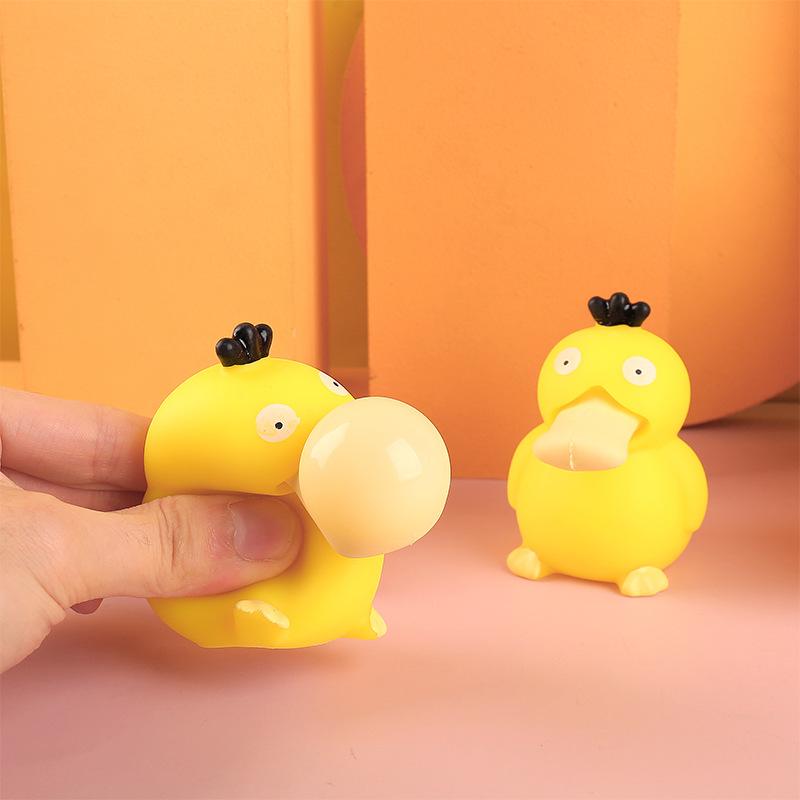 Kawaii Pokemon Decompression Psyduck Toy Kids Gift Cute Toys Squeezing Bubbles Blowing Balloon Funny Venting Pinch Doll
