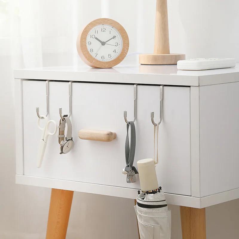 1PC Non perforated and non adhesive double S-shaped hooks dormitory hooks kitchen cabinet door back hooks