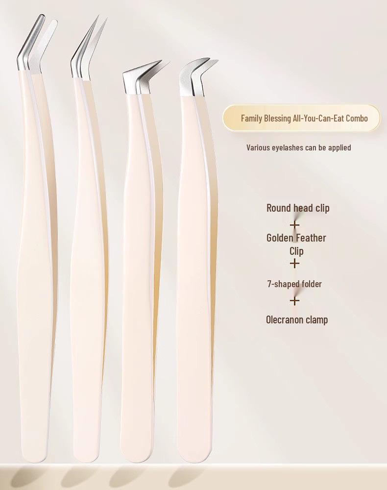 Non-Stick Gold Feather Tweezers for Precision Eyelash Application – Ideal for Beginners & Pros.