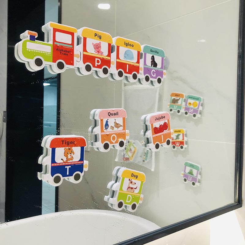 Baby Train Bath Toys Soft Eva Letter Puzzle Animals Alphanumeric Bathtub Water Toy Early Educational Kids Floating Bathroom Toys