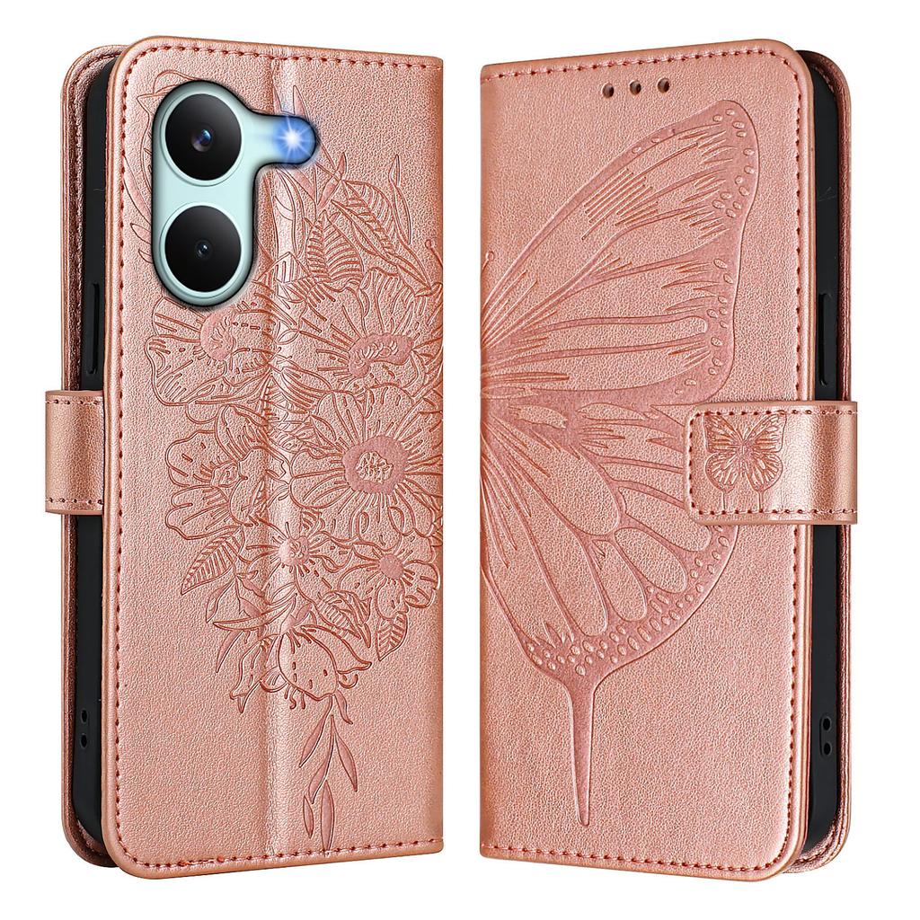 Wallet Case for Redmi Turbo 5 5G - Leather/PU, Rose Gold, With Lanyard