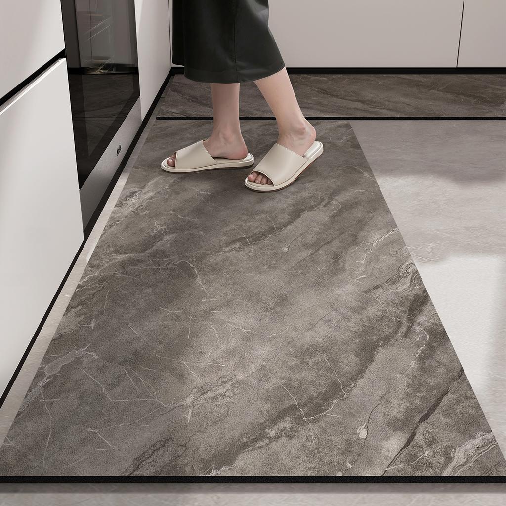 Kitchen Mat Waterproof Pvc Floor Mats Home Decoration Marble Print Carpet Non-slip Leather Rug Anti-fatigue Alfombras De Cocina