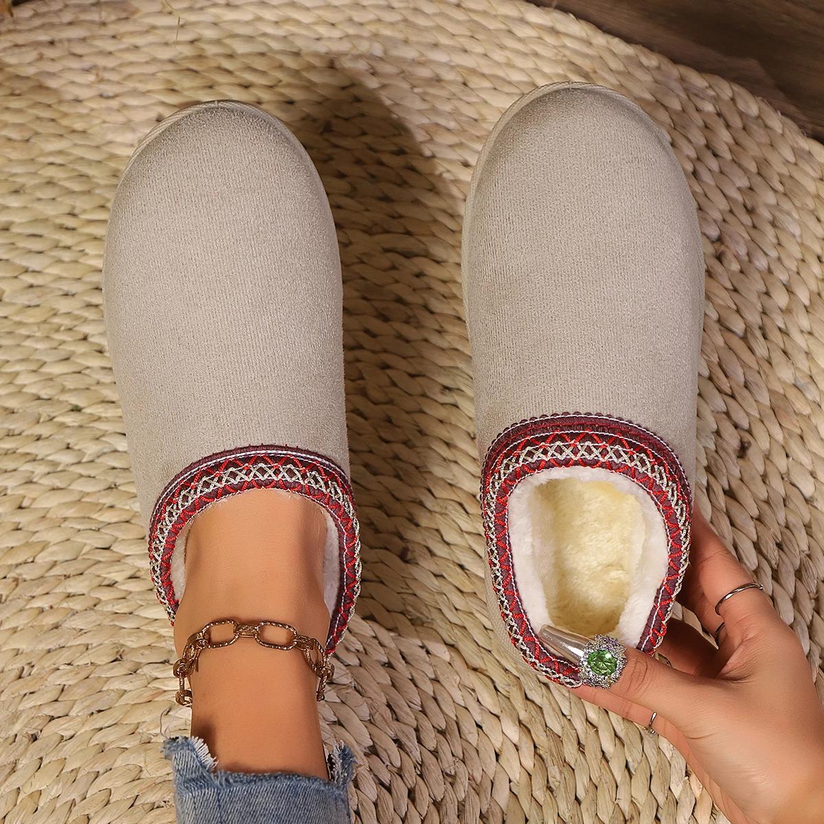 

Модные Новые Женские Тапочки Теплые Платформа Низкие Снежные Ботинки Уличные Удобные Тапочки Женские Противоскользящие Мягкие Однотонные Туфли Шлепанцы Женские 36 бежевый