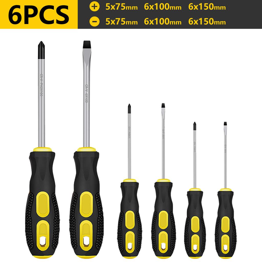 Magnetic Screwdrivers Set,  Phillips and  Slotted Tips Professional Cushion Grip Screwdriver Set
