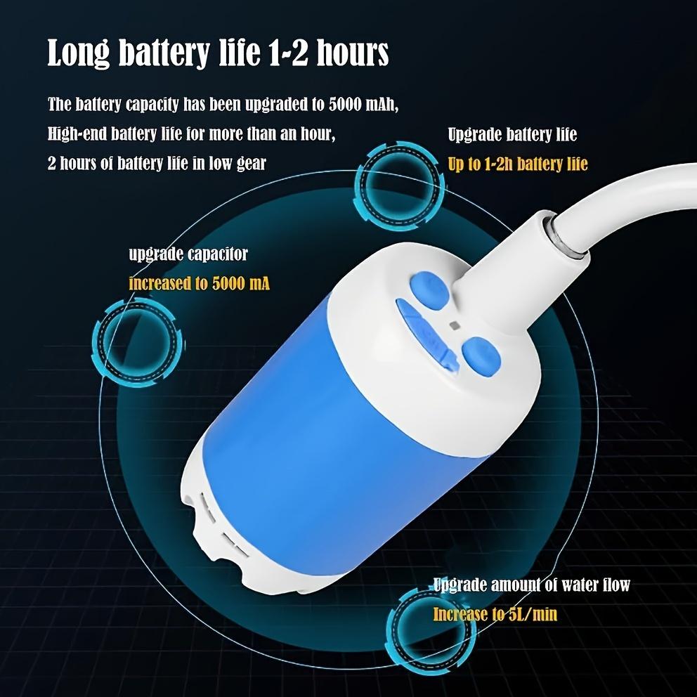 1pc Versatile Electric Camping Shower-5V 2A, Quick Portable Outdoor Hygiene System-Watering, Pet Wash, Car Clean, for Hiking & More