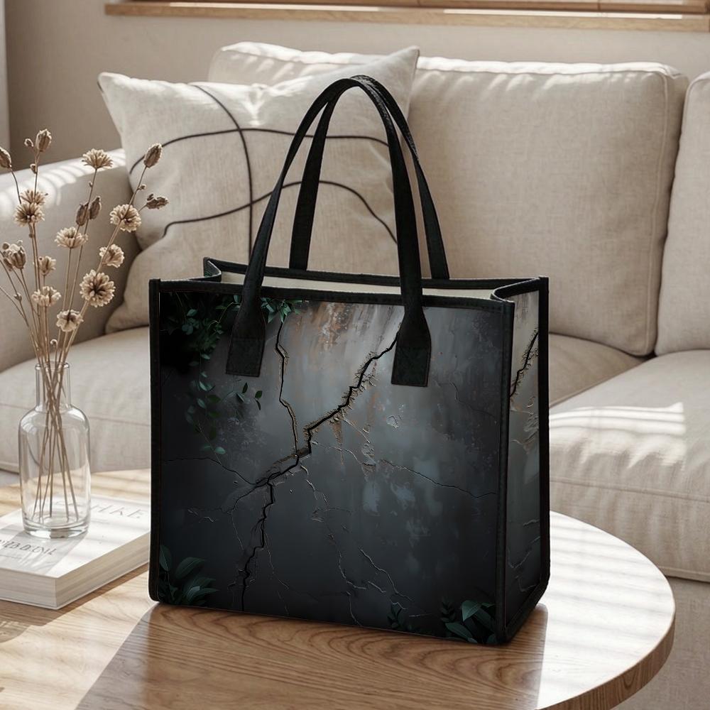 Vintage Cracked Print Large Capacity Tote Bag Fashion Daily Shoulder Bag